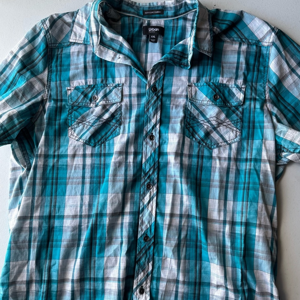 Men’s Urban Pipeline Plaid Button Down Shirt | Size XXL